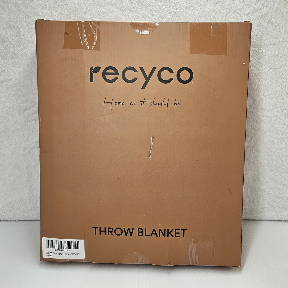 RECYCYO Chenille Throw Blanket 60x80 Sage Green Fringe Tassel Soft Cozy NEW